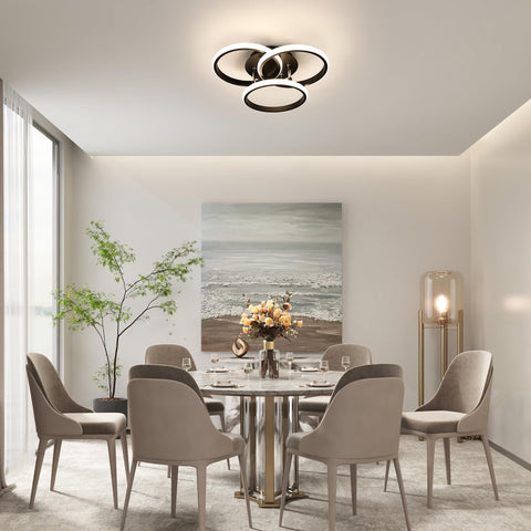 Creatieve LED-plafondlamp, 3 zwarte rondes, 39W 4500K neutraal wit licht, aluminium, D40*H11,5CM