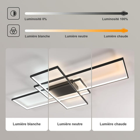 moderne dimbare led-plafondlamp dimbare 3000K-6000K rechthoekige plafondlamp voor woonkamer slaapkamer eetkamer kantoor zwart