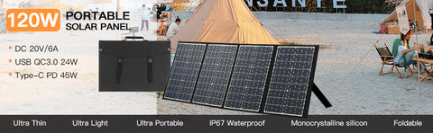 120W opvouwbaar zonnepaneel Draagbare zonnemodules Monokristallijne PD 45W USB waterdichte oplader QC3.0 DC buitenzonnegenerator voor kamperen en tuin