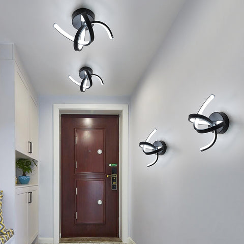 Binnenwandlamp, 19W gebogen design LED-wandlampen, moderne acryl wandlamp voor slaapkamer, woonkamer, hotel, trap, gangpad, zwarte kleur, koel wit licht