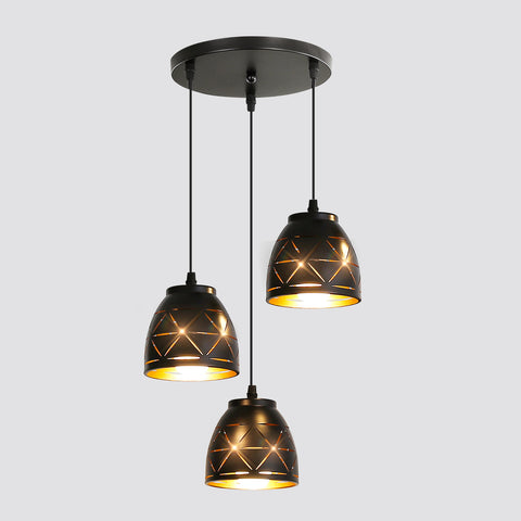 3 retro hanglampen, industriële hol gesneden kroonluchter, E27 vintage metalen plafondlamp, verlichting voor woonkamer keuken gang restaurant loft café bar