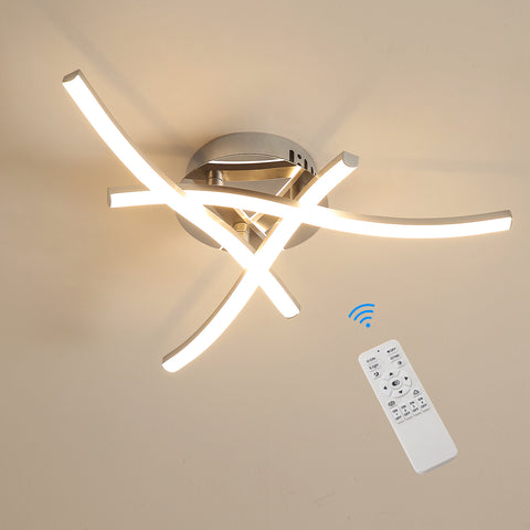 Dimbare LED-plafondlamp, plafondlamp met afstandsbediening, 18W moderne rimpelontwerp kroonluchterlamp voor slaapkamer woonkamer hal