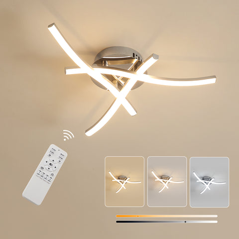 Dimbare LED-plafondlamp, plafondlamp met afstandsbediening, 18W moderne rimpelontwerp kroonluchterlamp voor slaapkamer woonkamer hal