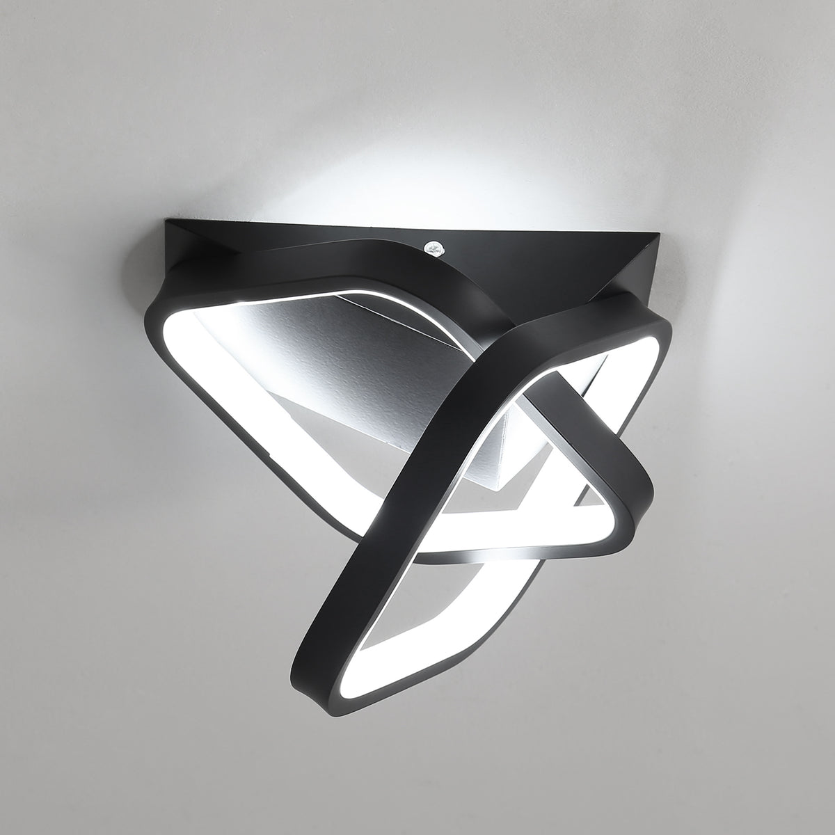 Moderne LED-plafondlamp 24W, 2 schuine vierkante plafondlampen in aluminium, zwart metalen plafondlamp, voor gangingang balkon, koel wit licht / 6500K