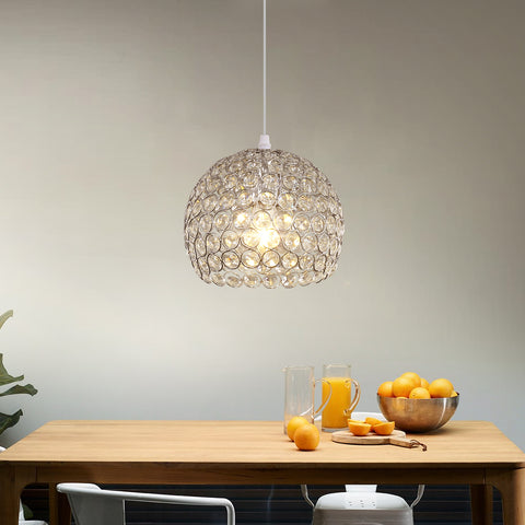 Moderne kristallen kroonluchter Moderne kroonluchter hanglamp E27 chroom hanglamp met 120 cm verstelbare kabel geschikt voor keuken, slaapkamer, kantoor, woonkamer (lamp niet inbegrepen)