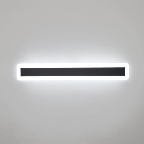 LED-wandlampen, moderne wandverlichtingslamp 22W 6000K, 60CM aluminium zwarte LED-lamp, decoratieve wandlamp voor slaapkamer woonkamer (koel wit licht)