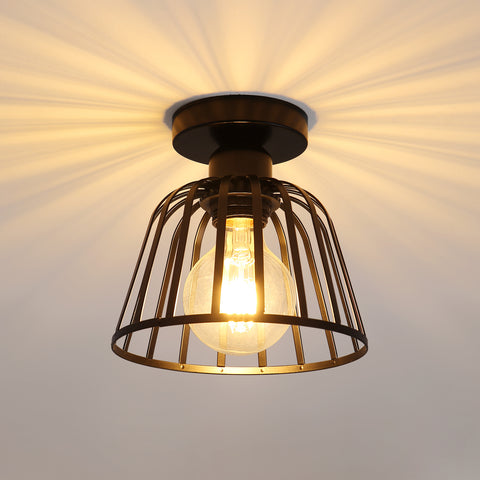 Retro industriële metalen plafondlamp, vintage plafondlamp, E27 plafondverlichting, voor hal, woonkamer, slaapkamer, café, restaurant, kamer (lamp niet inbegrepen)