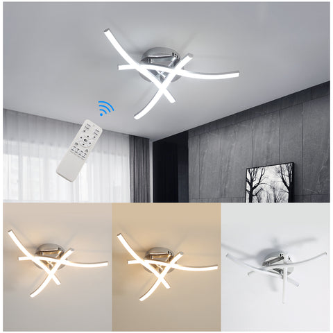 Dimbare LED-plafondlamp, plafondlamp met afstandsbediening, 18W moderne rimpelontwerp kroonluchterlamp voor slaapkamer woonkamer hal