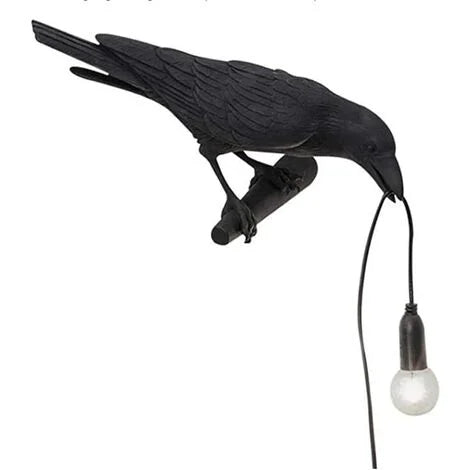 Raven Wandlamp, Unieke Gotische Raven Vogels Wandlamp voor Nachtkastje Slaapkamer Woonkamer Boerderij Decor (Links Zwarte Wandlamp)