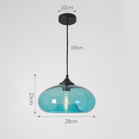 Moderne glazen hangende kleurrijke hanglamp voor woonkamer, bar, keuken, restaurant, café, eetkamer, Scandinavische huisverlichtingsarmaturen (blauwe kleur)