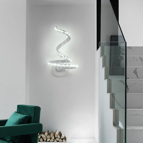 Kristallen wandlamp, 18W LED-wandlamp voor binnen, Scandinavische kristallen wandlamp decoratie voor slaapkamer, nachtkastje, koel wit