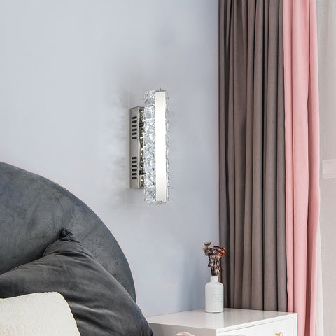 LED-wandlamp, moderne kristallen wandlamp, lineair ontwerp, 6000K koud licht binnenwandverlichting, voor badkamer woonkamer slaapkamer keuken gang restaurant