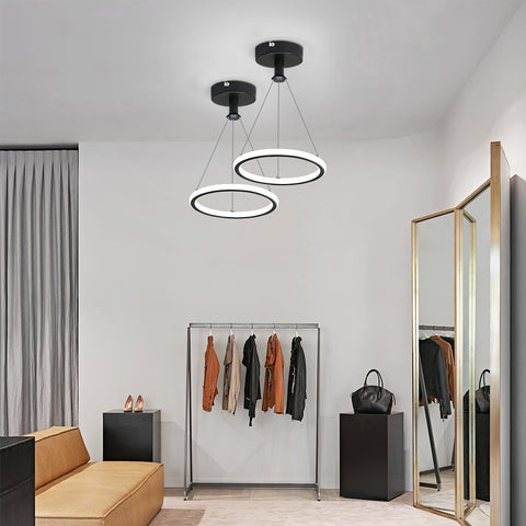 Moderne Led Ring Hanglamp 32W Moderne Led Eettafel Hanglamp Acryl Led Kroonluchter, 220V, 22CM Led Kroonluchter Plafondlamp Voor Woonkamer, Eetkamer, Hal, Café, Bar, Zwart