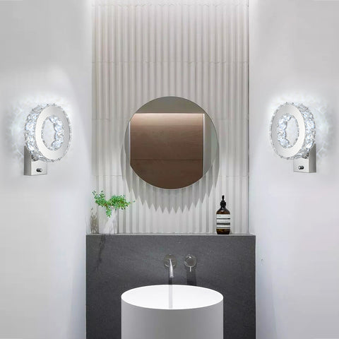 LED-wandlamp voor binnen, kristallen wandlamp, 9W koel wit licht 6000K modern design decoratie wandlamp voor woonkamer slaapkamer hal badkamer 24x20x10CM