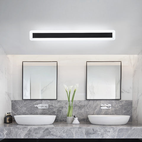 LED-wandlampen, moderne wandverlichtingslamp 22W 6000K, 60CM aluminium zwarte LED-lamp, decoratieve wandlamp voor slaapkamer woonkamer (koel wit licht)