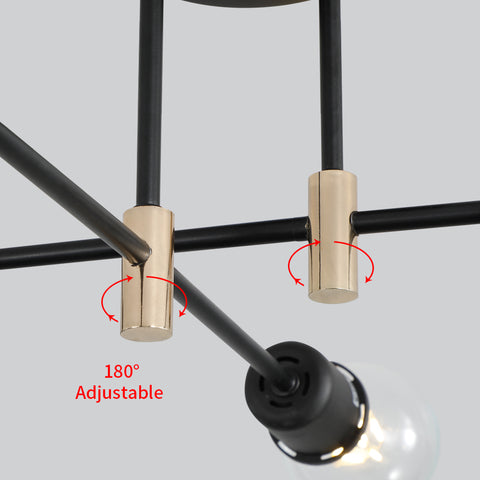 Moderne Sputnik-kroonluchter, industriële hanglamp met 4 lampen, E27 semi-inbouw plafondlamp voor eetkamer, woonkamer, keuken, kantoor, café, restaurant (lamp niet inbegrepen)