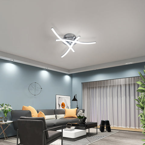 Dimbare LED-plafondlamp, plafondlamp met afstandsbediening, 18W moderne rimpelontwerp kroonluchterlamp voor slaapkamer woonkamer hal
