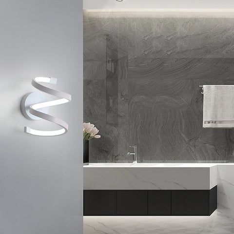 LED-wandlamp voor binnen, 18W witte spiraalvormige wandlamp, moderne wandlamp voor slaapkamer, gang, kantoor, koud wit licht 6500K