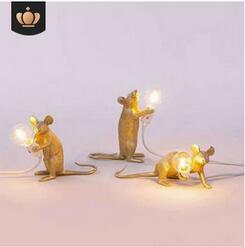 Muislamp, creatieve hars tafellamp, slaapkamer tafellamp, bedlampje, het is het perfecte licht voor thuis en elke plek die je leuk vindt - Gouden staande lamp