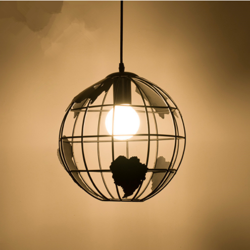 Ball hanglamp, vintage Industri hanglampen in ijzeren bolontwerp, plafondlamp voor woonkamer eetkamer gang restaurant (zwart) zonder lamp