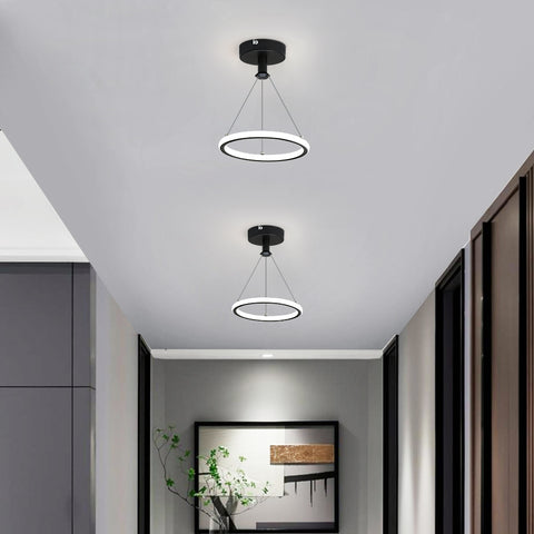 Moderne Led Ring Hanglamp 32W Moderne Led Eettafel Hanglamp Acryl Led Kroonluchter, 220V, 22CM Led Kroonluchter Plafondlamp Voor Woonkamer, Eetkamer, Hal, Café, Bar, Zwart