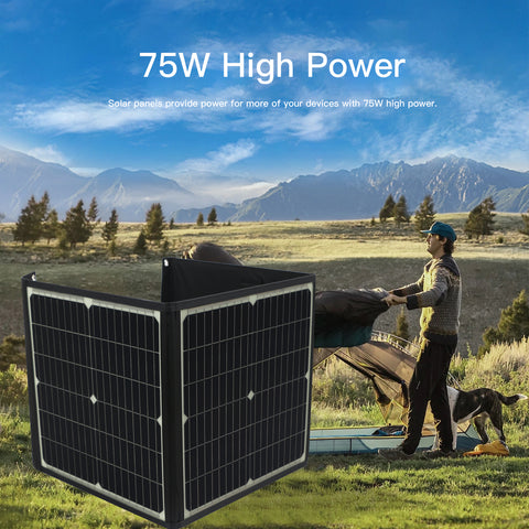 20V 75W Opvouwbaar Snel Opladen Draagbare Zonnepaneel Solar Batterij Oplader Power Bank Voor Telefoon RV Outdoor Horloges DC + USB