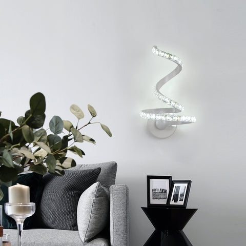 Kristallen wandlamp, 18W LED-wandlamp voor binnen, Scandinavische kristallen wandlamp decoratie voor slaapkamer, nachtkastje, koel wit