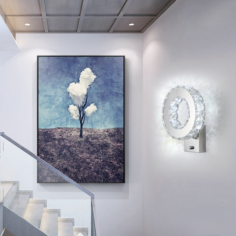 LED-wandlamp voor binnen, kristallen wandlamp, 9W koel wit licht 6000K modern design decoratie wandlamp voor woonkamer slaapkamer hal badkamer 24x20x10CM