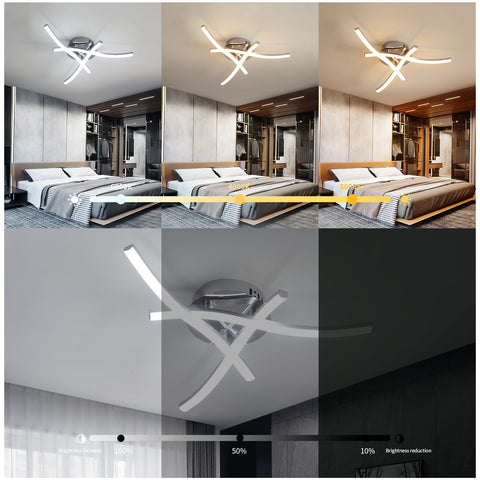 Dimbare LED-plafondlamp, plafondlamp met afstandsbediening, 18W moderne rimpelontwerp kroonluchterlamp voor slaapkamer woonkamer hal