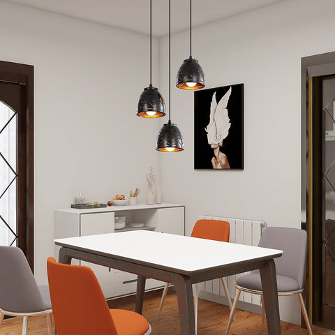 3 retro hanglampen, industriële hol gesneden kroonluchter, E27 vintage metalen plafondlamp, verlichting voor woonkamer keuken gang restaurant loft café bar