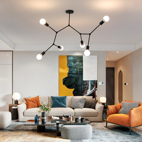 E27 plafondlamp, meerkoppige kroonluchters, zwarte moderne verlichting voor woonkamer, slaapkamer
