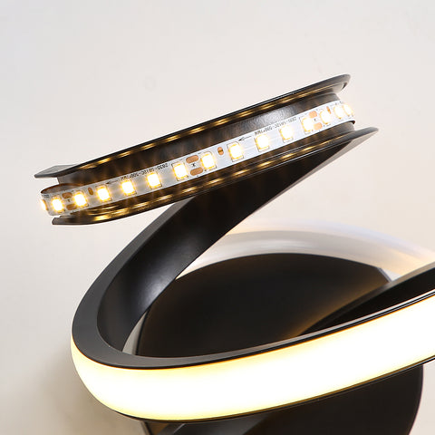 Led-wandlamp 21W Zwart Spiraal Eenvoudig Modern Creativiteit Aluminium Metaal Wandlamp 3000K Binnenwandlamp Geschikt voor slaapkamer, gang, woonkamer, bar