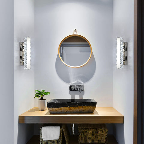 LED-wandlamp, moderne kristallen wandlamp, lineair ontwerp, 6000K koud licht binnenwandverlichting, voor badkamer woonkamer slaapkamer keuken gang restaurant