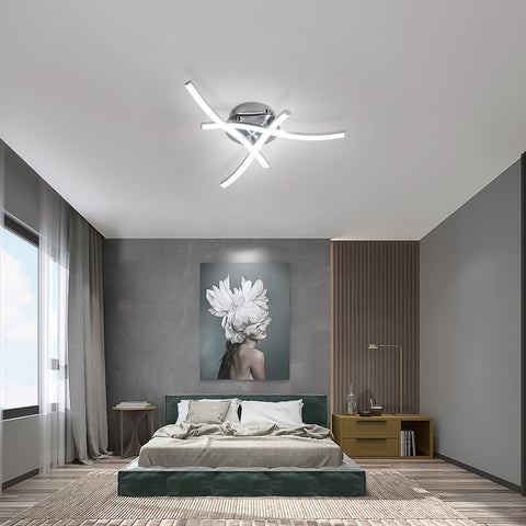 Dimbare LED-plafondlamp, plafondlamp met afstandsbediening, 18W moderne rimpelontwerp kroonluchterlamp voor slaapkamer woonkamer hal