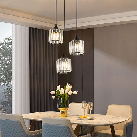 Scandinavische moderne minimalistische kroonluchter E27 semi-inbouw LED-kristal eetkamer plafondlamp (rond, 3 lampen)