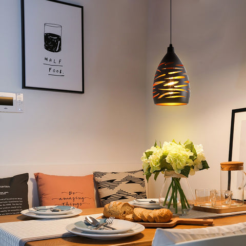 Moderne LED-hanglamp, industriële hol gesneden kroonluchter, plafondlamp metalen kooi hanger zwarte lampenkap E27 lamp voor woonkamer keuken hal restaurant loft café bar