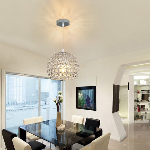 Moderne kristallen kroonluchter Moderne kroonluchter hanglamp E27 chroom hanglamp met 120 cm verstelbare kabel geschikt voor keuken, slaapkamer, kantoor, woonkamer (lamp niet inbegrepen)