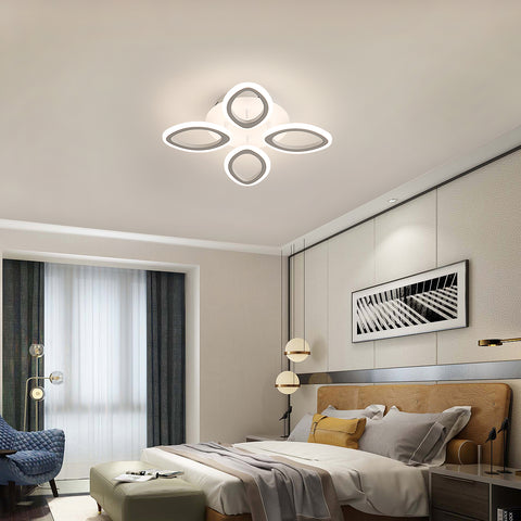 Moderne dimbare LED-plafondlamp 40W, bloemvorm design plafondlamp, acryl metalen bloemblaadje kroonluchter met afstandsbediening geschikt voor slaapkamers, trappen, gangen, balkons, gangpaden (4 lampen)