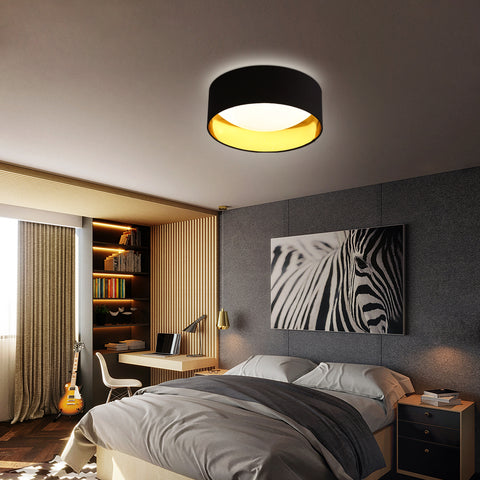 Moderne plafondlamp 12W 1000LM, 3000K zwart en goud glitter plafondlamp, LED-kroonluchter met sterrenhemeleffect voor woonkamer, slaapkamer