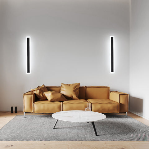 LED-wandlampen, moderne wandverlichtingslamp 22W 6000K, 60CM aluminium zwarte LED-lamp, decoratieve wandlamp voor slaapkamer woonkamer (koel wit licht)