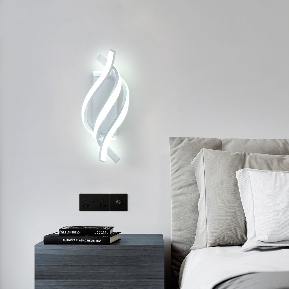 Applique Murale LED Interieur, Lampe Murale 18W spirale blanche, Luminaire  Mural moderne pour Chambre Couloir Bureau Lumière Blanc Froid 6500K