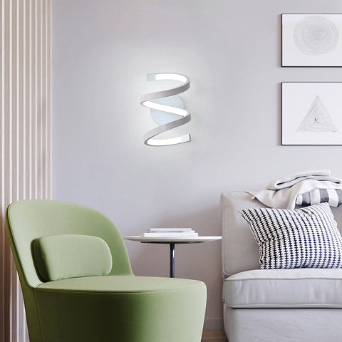 LED-wandlamp voor binnen, 18W witte spiraalvormige wandlamp, moderne wandlamp voor slaapkamer, gang, kantoor, koud wit licht 6500K