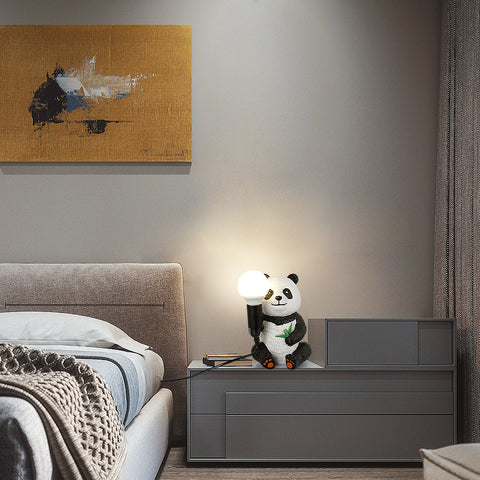 Hars Panda Design tafellampen, modern creatief nachtlampje met plug-in snoer, dieren LED-bureaulamp, woondecoratie bedlampje