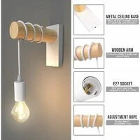 1 st Europese stijl witte wandlamp slaapkamer studie bedlampje retro wandlamp hout kunst decoratie wandlamp zonder lamp