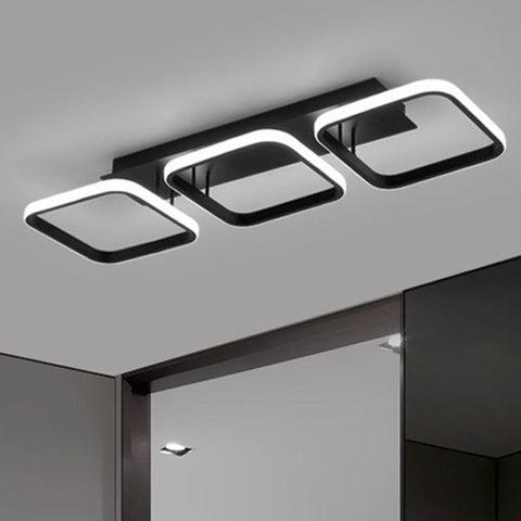 40W LED-plafondlamp, eenvoudige geometrische plafondlamp, creatieve vierkante metalen plafondlamp, geschikt voor woonkamer, slaapkamer, eetkamer, 6000K koel wit licht (zwart)