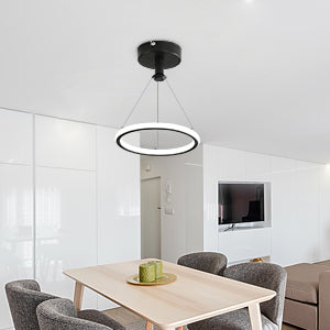 Moderne Led Ring Hanglamp 32W Moderne Led Eettafel Hanglamp Acryl Led Kroonluchter, 220V, 22CM Led Kroonluchter Plafondlamp Voor Woonkamer, Eetkamer, Hal, Café, Bar, Zwart