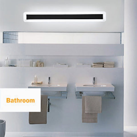 LED-wandlampen, moderne wandverlichtingslamp 22W 6000K, 60CM aluminium zwarte LED-lamp, decoratieve wandlamp voor slaapkamer woonkamer (koel wit licht)