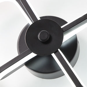 Led-plafondlamp, moderne rechthoekige metalen acryl plafondlamp 32W kroonluchter plafondlamp, dia 24CM kantoorplafondlamp voor slaapkamer, woonkamer, eetkamer, hal zwart