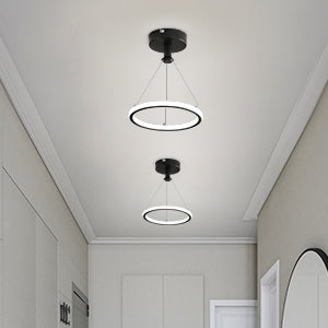 Moderne Led Ring Hanglamp 32W Moderne Led Eettafel Hanglamp Acryl Led Kroonluchter, 220V, 22CM Led Kroonluchter Plafondlamp Voor Woonkamer, Eetkamer, Hal, Café, Bar, Zwart