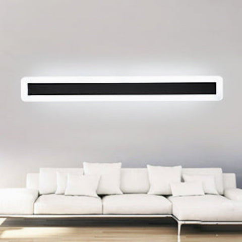 LED-wandlampen, moderne wandverlichtingslamp 22W 6000K, 60CM aluminium zwarte LED-lamp, decoratieve wandlamp voor slaapkamer woonkamer (koel wit licht)